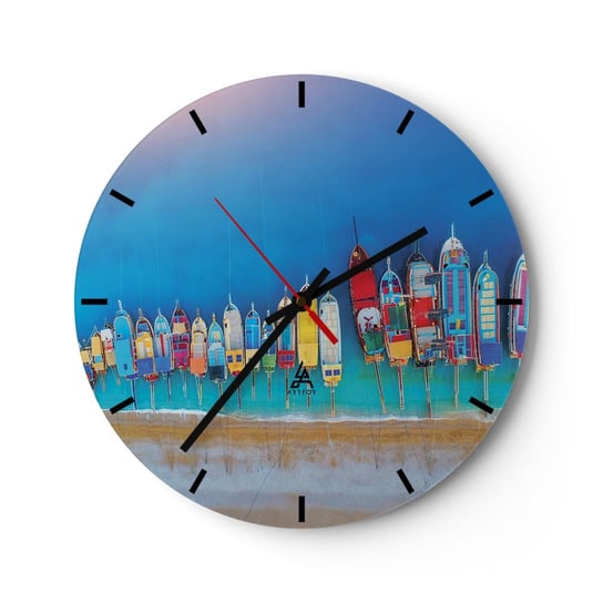 Zegar ścienny - Z lotu ptaka - 40x40cm - Krajobraz Plaża Morze - Okrągły zegar ścienny - Nowoczeny Stylowy Zegar do salonu do kuchni - Cichy i Modny zegar ARTTOR