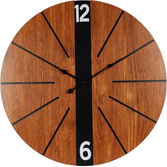Zegar ścienny z minimalistyczną tarczą imitującą drewno, MDF, Ø 60 cm Home Styling Collection