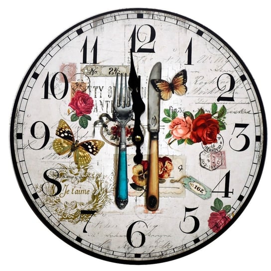 Zegar ścienny z motylami Odsma Ø34 cm Duwen