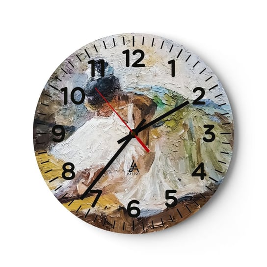 Zegar ścienny - Z obrazu Degasa - 40x40cm - Baletnica Taniec Balet - Okrągły zegar szklany - Nowoczeny Stylowy Zegar do salonu do kuchni - Cichy i Modny zegar ARTTOR