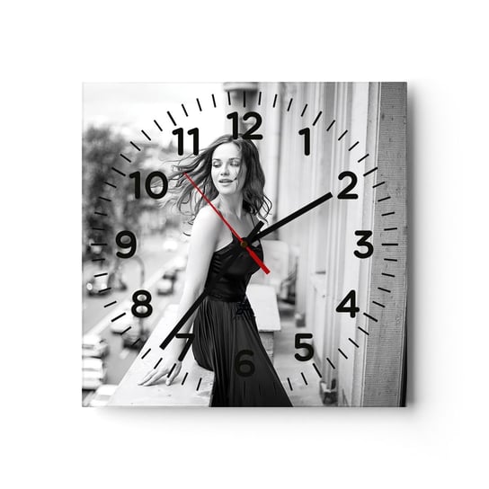 Zegar ścienny - Z pewnością paryżanka - 30x30cm - Kobieta Miasto Architektura - Kwadratowy zegar ścienny - Nowoczeny Stylowy Zegar do salonu do kuchni - Cichy i Modny zegar ARTTOR