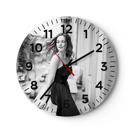 Zegar ścienny - Z pewnością paryżanka - 30x30cm - Kobieta Miasto Architektura - Okrągły zegar ścienny - Nowoczeny Stylowy Zegar do salonu do kuchni - Cichy i Modny zegar ARTTOR