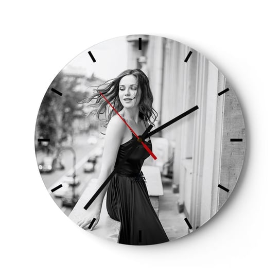 Zegar ścienny - Z pewnością paryżanka - 40x40cm - Kobieta Miasto Architektura - Okrągły zegar ścienny - Nowoczeny Stylowy Zegar do salonu do kuchni - Cichy i Modny zegar ARTTOR