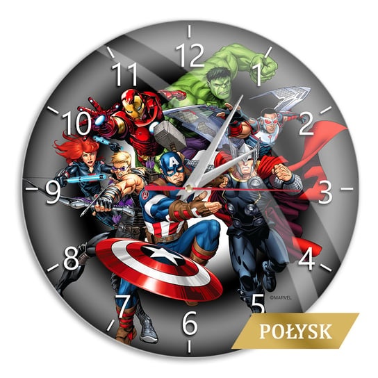 Zegar ścienny z połyskiem Avengers 003 Marvel Czarny Marvel