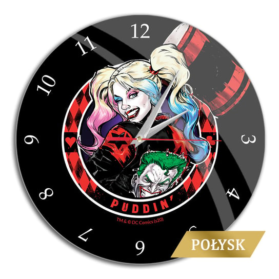 Zegar Ścienny Z Połyskiem Harley Quinn 002 DC Czarny ERT Group