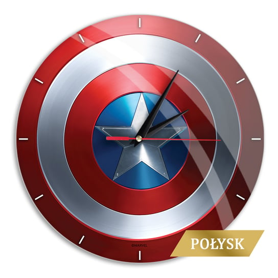 Zegar ścienny z połyskiem Kapitan Ameryka 001 Marvel Czerwony Marvel