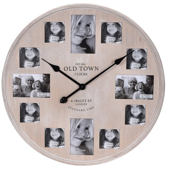 Zegar ścienny z ramkami na 12 zdjęć SEGNALE, kremowy, 60 cm Segnale