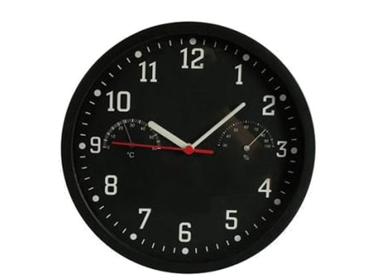 Zegar ścienny z termometrem i higrometrem KEMIŚ, czarny, 22 cm KEMIŚ