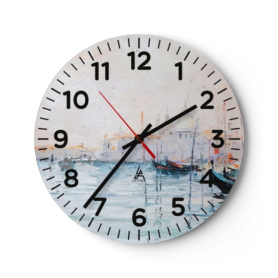 Zegar ścienny - Za wodą, za mgłą - 30x30cm - Sztuka Miasto Wenecja - Okrągły zegar ścienny - Nowoczeny Stylowy Zegar do salonu do kuchni - Cichy i Modny zegar ARTTOR