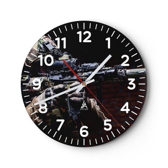 Zegar ścienny - Zabójczo skuteczny - 30x30cm - Militaria Karabin Broń - Okrągły zegar ścienny - Nowoczeny Stylowy Zegar do salonu do kuchni - Cichy i Modny zegar ARTTOR