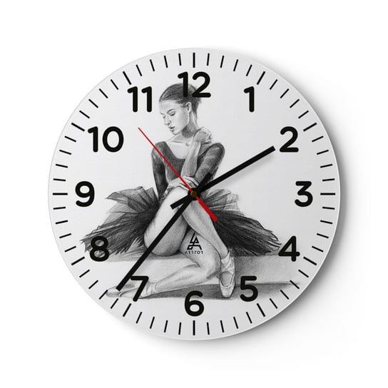Zegar ścienny - Zaczarowana tańcem - 30x30cm - Baletnica Taniec Balet - Okrągły zegar ścienny - Nowoczeny Stylowy Zegar do salonu do kuchni - Cichy i Modny zegar ARTTOR