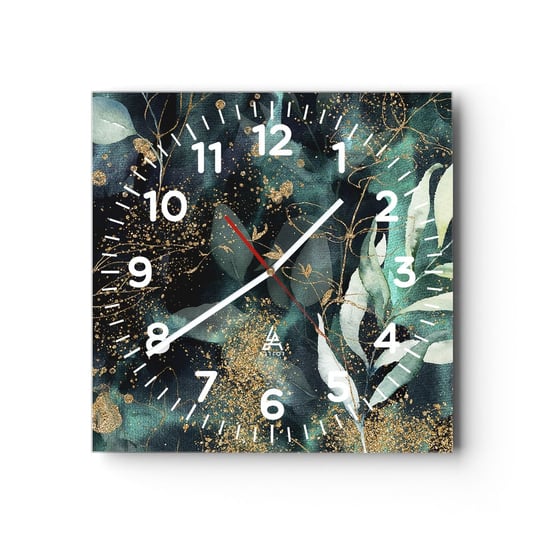 Zegar ścienny - Zaczarowany ogród - 30x30cm - Rośliny Liście Botanika - Kwadratowy zegar ścienny - Nowoczeny Stylowy Zegar do salonu do kuchni - Cichy i Modny zegar ARTTOR