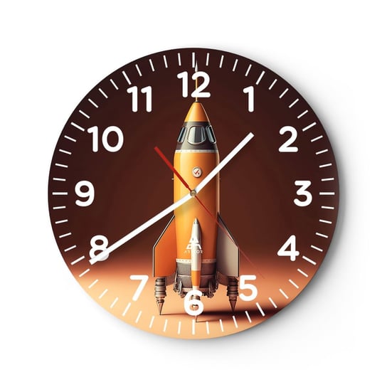 Zegar ścienny - Zaczyna się od marzenia - 30x30cm - Rakieta Kosmiczna Ołówek Nauka - Okrągły zegar ścienny - Nowoczeny Stylowy Zegar do salonu do kuchni - Cichy i Modny zegar ARTTOR