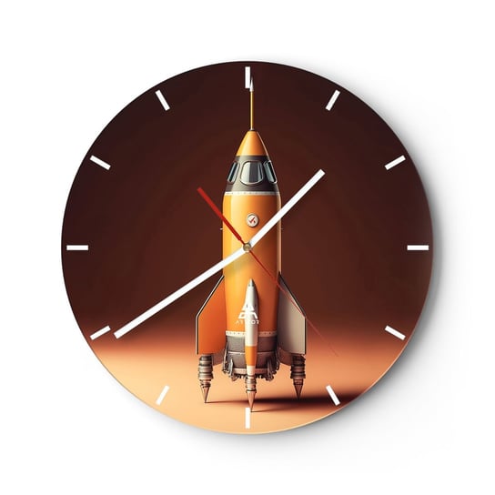 Zegar ścienny - Zaczyna się od marzenia - 40x40cm - Rakieta Kosmiczna Ołówek Nauka - Okrągły zegar ścienny - Nowoczeny Stylowy Zegar do salonu do kuchni - Cichy i Modny zegar ARTTOR