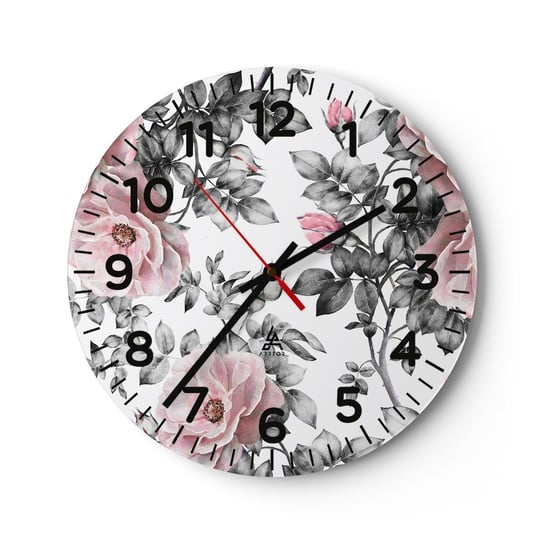 Zegar ścienny - Zagubić się w kwiatach róż - 30x30cm - Kwiaty Róża Ogród - Okrągły zegar ścienny - Nowoczeny Stylowy Zegar do salonu do kuchni - Cichy i Modny zegar ARTTOR