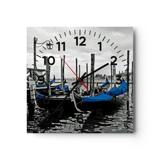 Zegar ścienny - Zamyślona Wenecja - 30x30cm - Miasto Wenecja Włochy - Kwadratowy zegar ścienny - Nowoczeny Stylowy Zegar do salonu do kuchni - Cichy i Modny zegar ARTTOR