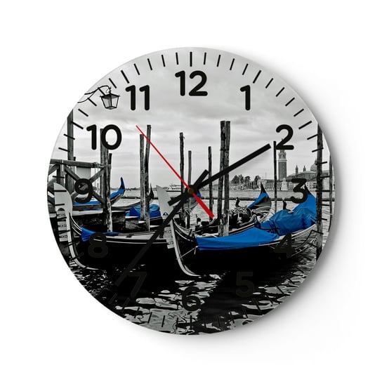 Zegar ścienny - Zamyślona Wenecja - 30x30cm - Miasto Wenecja Włochy - Okrągły zegar ścienny - Nowoczeny Stylowy Zegar do salonu do kuchni - Cichy i Modny zegar ARTTOR