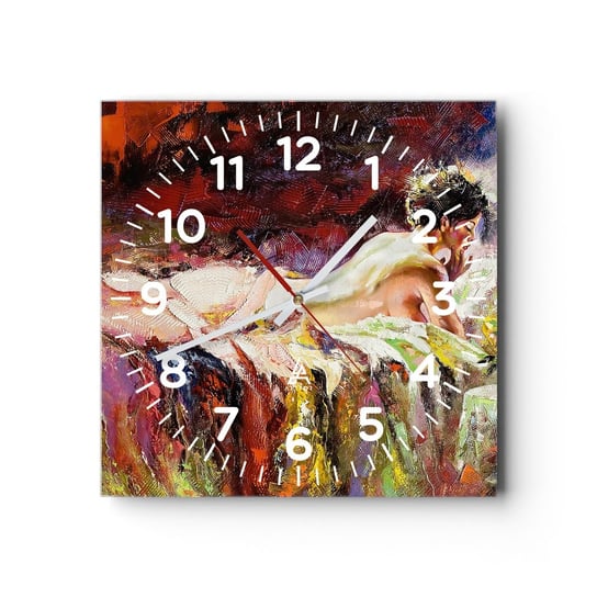 Zegar ścienny - Zamyślona Wenus - 40x40cm - Kobieta Ciało Sztuka - Kwadratowy zegar szklany - Nowoczeny Stylowy Zegar do salonu do kuchni - Cichy i Modny zegar ARTTOR