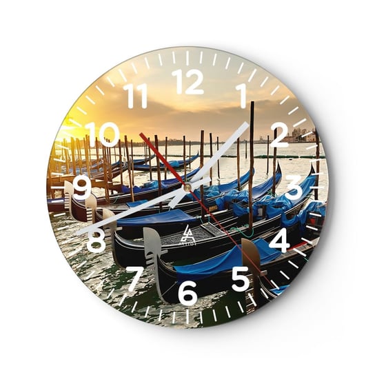 Zegar ścienny - Zanim przypłynie gwar - 30x30cm - Wenecja Miasto Architektura - Okrągły zegar ścienny - Nowoczeny Stylowy Zegar do salonu do kuchni - Cichy i Modny zegar ARTTOR