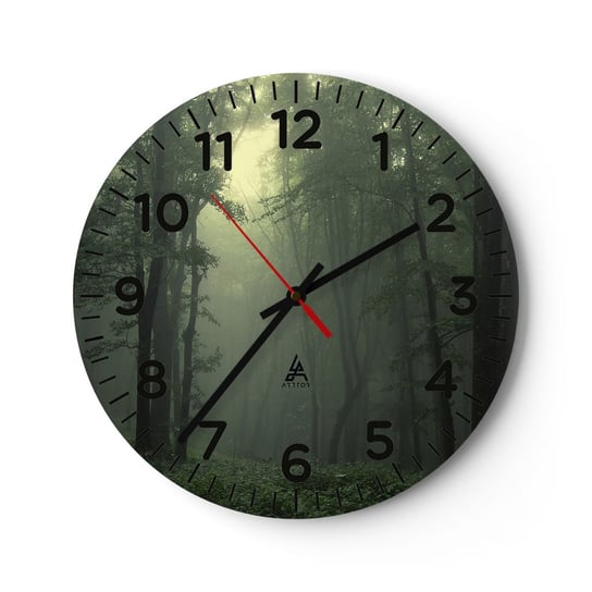 Zegar ścienny - Zanim się obudzi - 30x30cm - Krajobraz Las Natura - Okrągły zegar ścienny - Nowoczeny Stylowy Zegar do salonu do kuchni - Cichy i Modny zegar ARTTOR
