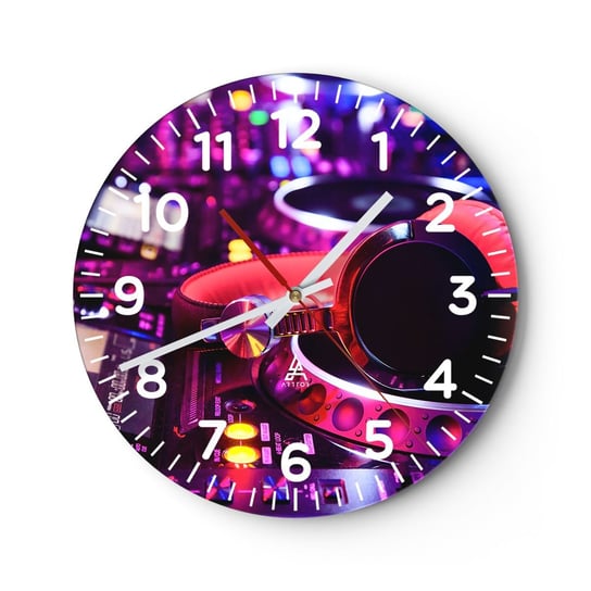 Zegar ścienny - Zanim się zacznie zabawa - 30x30cm - Muzyka Studio Muzyczne Słuchawki - Okrągły zegar ścienny - Nowoczeny Stylowy Zegar do salonu do kuchni - Cichy i Modny zegar ARTTOR