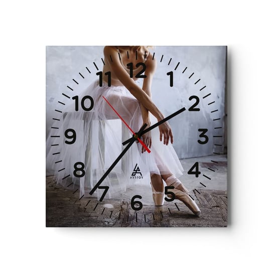 Zegar ścienny - Zanim zabłysną światła rampy - 30x30cm - Baletnica Balet Taniec - Kwadratowy zegar ścienny - Nowoczeny Stylowy Zegar do salonu do kuchni - Cichy i Modny zegar ARTTOR