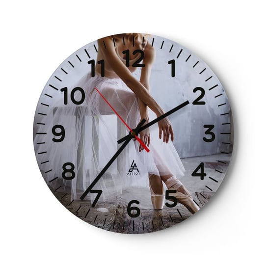 Zegar ścienny - Zanim zabłysną światła rampy - 40x40cm - Baletnica Balet Taniec - Okrągły zegar szklany - Nowoczeny Stylowy Zegar do salonu do kuchni - Cichy i Modny zegar ARTTOR