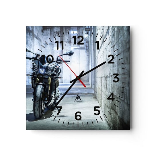 Zegar ścienny - Zanim zawyje silnik - 30x30cm - Motoryzacja Motocykl Sport - Kwadratowy zegar ścienny - Nowoczeny Stylowy Zegar do salonu do kuchni - Cichy i Modny zegar ARTTOR