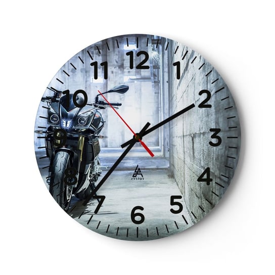 Zegar ścienny - Zanim zawyje silnik - 30x30cm - Motoryzacja Motocykl Sport - Okrągły zegar ścienny - Nowoczeny Stylowy Zegar do salonu do kuchni - Cichy i Modny zegar ARTTOR