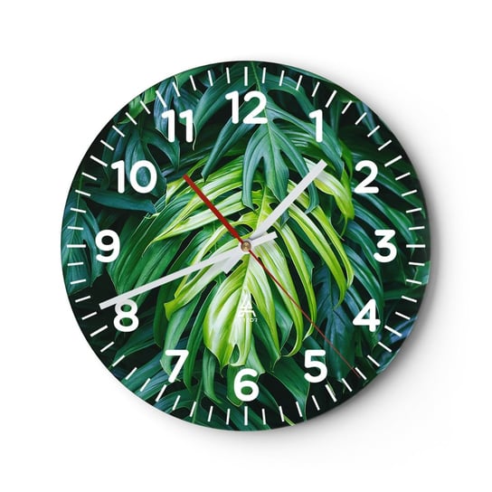 Zegar ścienny - Zanurzyć się w świeżości - 30x30cm - Roślina Tropikalna Liść Monstery Natura - Okrągły zegar ścienny - Nowoczeny Stylowy Zegar do salonu do kuchni - Cichy i Modny zegar ARTTOR