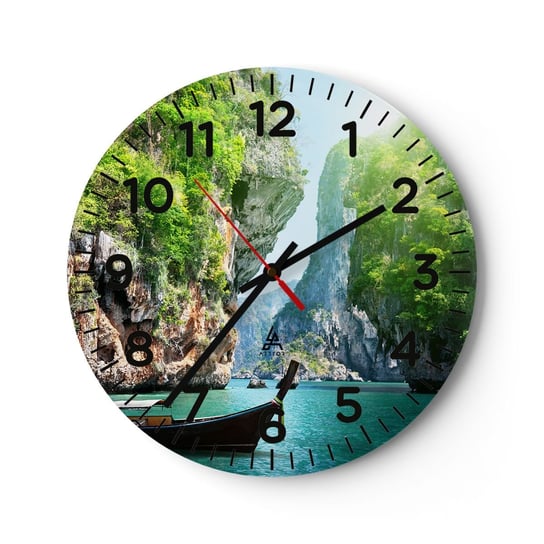 Zegar ścienny - Zaproszenie do egzotycznej podróży - 30x30cm - Krajobraz Tajlandia Morze - Okrągły zegar ścienny - Nowoczeny Stylowy Zegar do salonu do kuchni - Cichy i Modny zegar ARTTOR