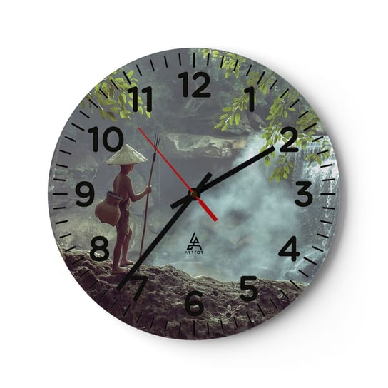 Zegar ścienny - Zaprzyjaźniony z naturą - 30x30cm - Azja Wodospad Krajobraz - Okrągły zegar ścienny - Nowoczeny Stylowy Zegar do salonu do kuchni - Cichy i Modny zegar ARTTOR