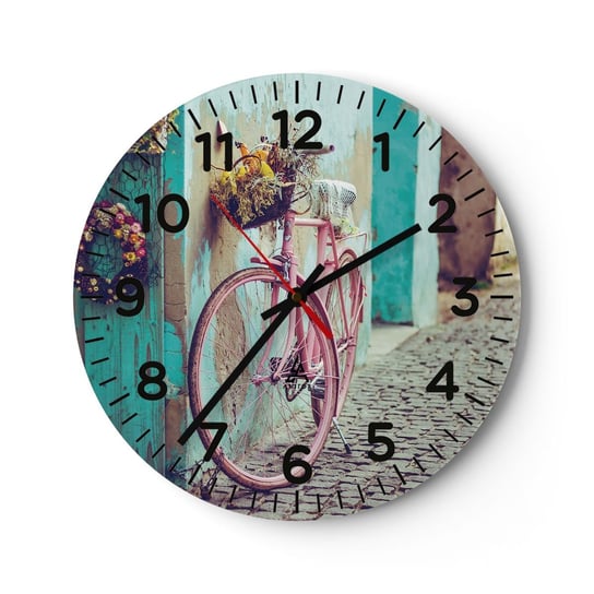 Zegar ścienny - Zaraz wracam - 30x30cm - Rower Architektura Kwiaty - Okrągły zegar ścienny - Nowoczeny Stylowy Zegar do salonu do kuchni - Cichy i Modny zegar ARTTOR