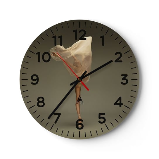 Zegar ścienny - Zaraz wzleci - 30x30cm - Baletnica Taniec Balet - Okrągły zegar ścienny - Nowoczeny Stylowy Zegar do salonu do kuchni - Cichy i Modny zegar ARTTOR