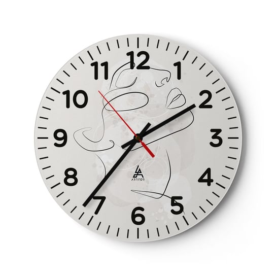 Zegar ścienny - Zarys marzenia - 40x40cm - Kobieca Twarz Kobieta Grafika - Okrągły zegar szklany - Nowoczeny Stylowy Zegar do salonu do kuchni - Cichy i Modny zegar ARTTOR