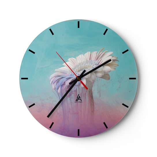 Zegar ścienny - Zaświaty kwiatów - 30x30cm - Abstrakcja Kwiat Sztuka - Okrągły zegar na szkle - Nowoczeny Stylowy Zegar do salonu do kuchni - Cichy i Modny zegar ARTTOR