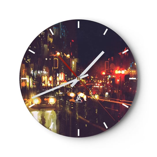 Zegar ścienny - Zatopiona w światłach nocy - 40x40cm - Miasto Architektura Nocne Życie - Okrągły zegar ścienny - Nowoczeny Stylowy Zegar do salonu do kuchni - Cichy i Modny zegar ARTTOR