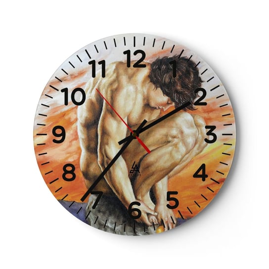 Zegar ścienny - Zatopiony w sobie - 30x30cm - Ciało Mężczyzna Posąg - Okrągły zegar ścienny - Nowoczeny Stylowy Zegar do salonu do kuchni - Cichy i Modny zegar ARTTOR