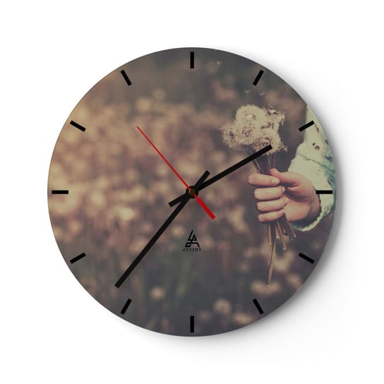 Zegar ścienny - Zatrzymaj je, proszę - 40x40cm - Dmuchawiec Łąka Natura - Okrągły zegar ścienny - Nowoczeny Stylowy Zegar do salonu do kuchni - Cichy i Modny zegar ARTTOR