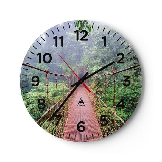 Zegar ścienny -  Zawieszony nad koronami - 30x30cm - Krajobraz Dżungla Kostaryka - Okrągły zegar ścienny - Nowoczeny Stylowy Zegar do salonu do kuchni - Cichy i Modny zegar ARTTOR