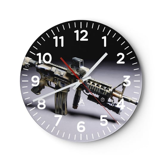 Zegar ścienny - Zawsze grożny - 30x30cm - Militaria Karabin Broń - Okrągły zegar ścienny - Nowoczeny Stylowy Zegar do salonu do kuchni - Cichy i Modny zegar ARTTOR