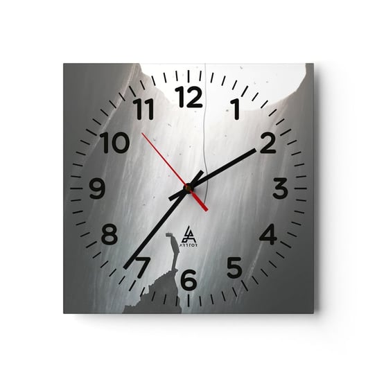 Zegar ścienny - Zawsze jest jakieś wyjście - 30x30cm - Jaskinia Człowiek Wspinaczka - Kwadratowy zegar ścienny - Nowoczeny Stylowy Zegar do salonu do kuchni - Cichy i Modny zegar ARTTOR