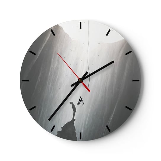 Zegar ścienny - Zawsze jest jakieś wyjście - 30x30cm - Jaskinia Człowiek Wspinaczka - Okrągły zegar na szkle - Nowoczeny Stylowy Zegar do salonu do kuchni - Cichy i Modny zegar ARTTOR