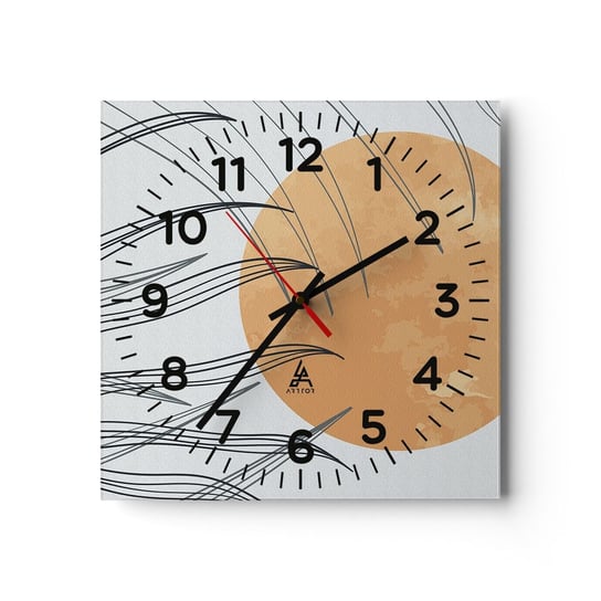 Zegar ścienny - Zawsze ku słońcu - 30x30cm - Słońce Minimalizm Sztuka - Kwadratowy zegar ścienny - Nowoczeny Stylowy Zegar do salonu do kuchni - Cichy i Modny zegar ARTTOR
