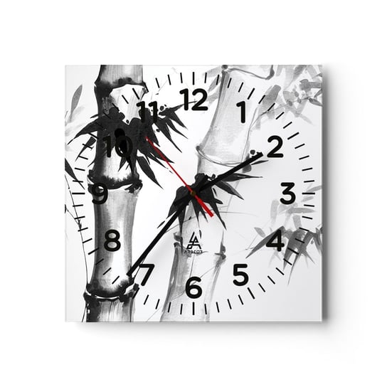Zegar ścienny - Zbliżenie na orient - 30x30cm - Bambus Azja Grafika - Kwadratowy zegar ścienny - Nowoczeny Stylowy Zegar do salonu do kuchni - Cichy i Modny zegar ARTTOR