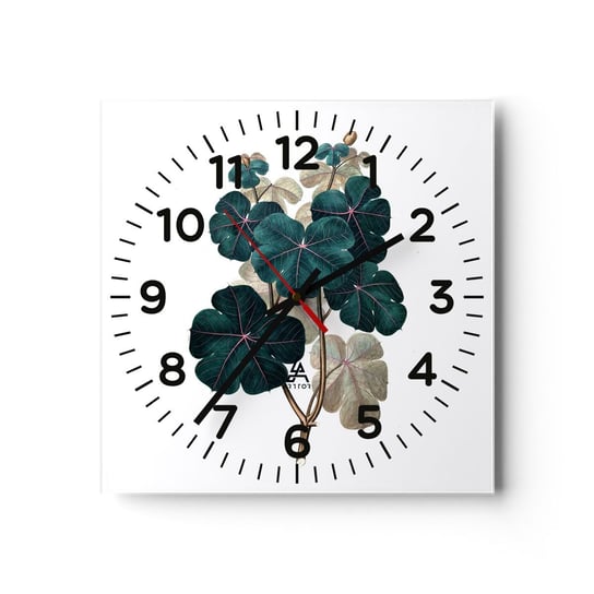 Zegar ścienny - Ze starego zielnika - 30x30cm - Roślina Liście Botanika - Kwadratowy zegar ścienny - Nowoczeny Stylowy Zegar do salonu do kuchni - Cichy i Modny zegar ARTTOR