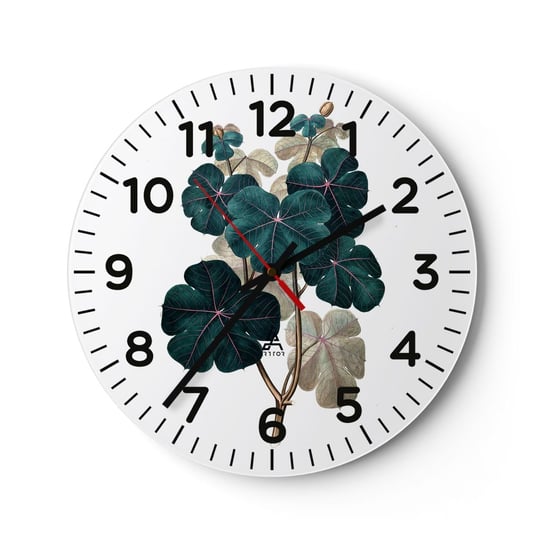 Zegar ścienny - Ze starego zielnika - 30x30cm - Roślina Liście Botanika - Okrągły zegar ścienny - Nowoczeny Stylowy Zegar do salonu do kuchni - Cichy i Modny zegar ARTTOR