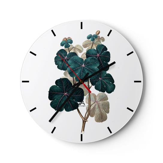 Zegar ścienny - Ze starego zielnika - 40x40cm - Roślina Liście Botanika - Okrągły zegar ścienny - Nowoczeny Stylowy Zegar do salonu do kuchni - Cichy i Modny zegar ARTTOR