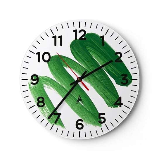 Zegar ścienny - Zielony żart - 30x30cm - Farba Minimalizm Abstrakcja - Okrągły zegar ścienny - Nowoczeny Stylowy Zegar do salonu do kuchni - Cichy i Modny zegar ARTTOR