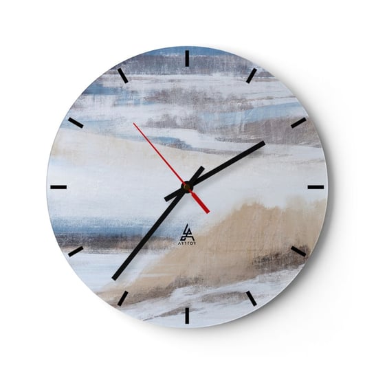 Zegar ścienny - Zimowa kompozycja - 40x40cm - Zima Sztuka Pastelowe - Okrągły zegar ścienny - Nowoczeny Stylowy Zegar do salonu do kuchni - Cichy i Modny zegar ARTTOR